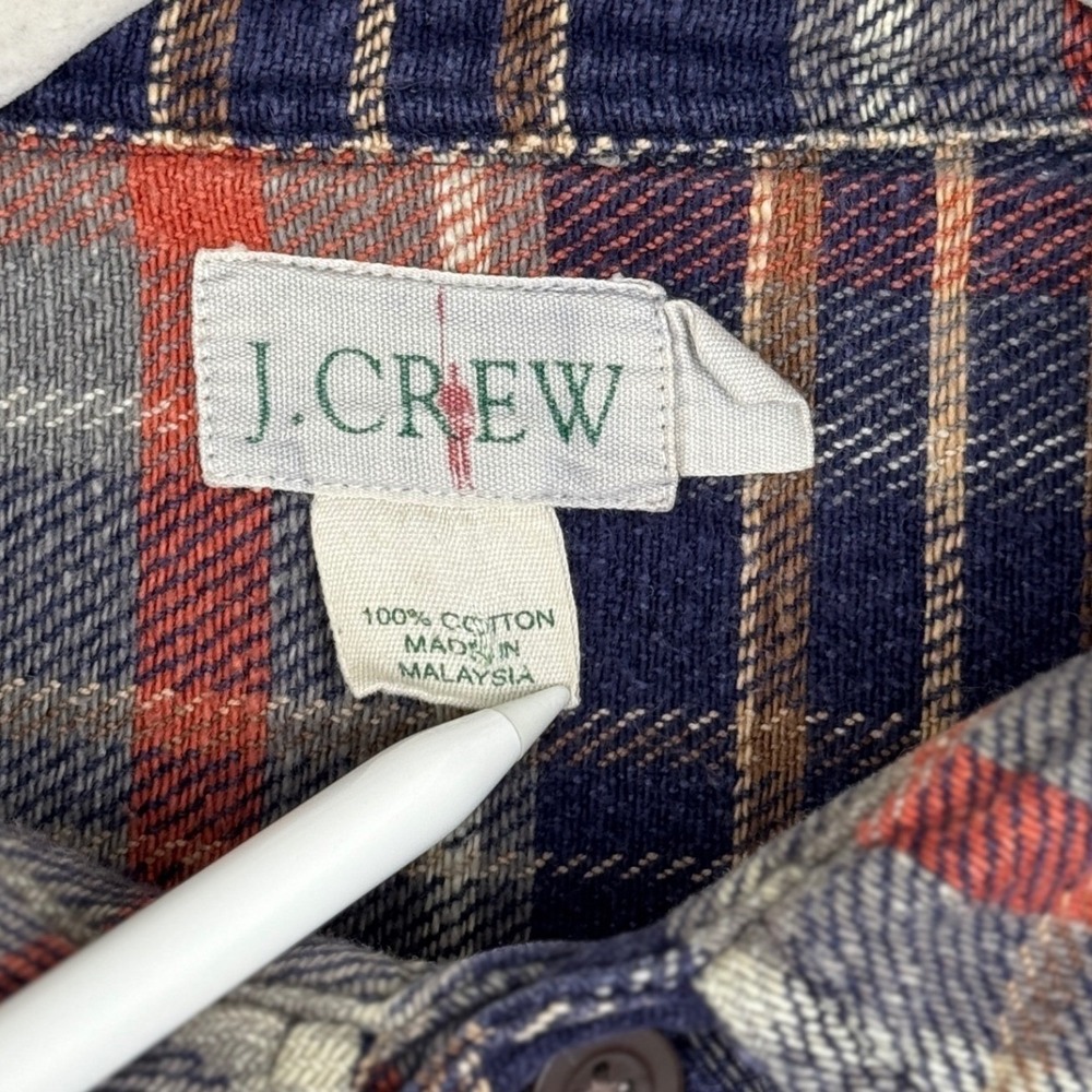 Vintage J Crew Lone Oarsman Flannel Shirt Mens L Blue Gray Plaid Normcore 90s - Picture 3 of 8
